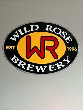 Wild Rose Brewery Oval Logo Sign in Yellow, Black & Red